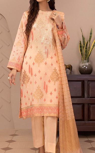 Limelight Peach Jacquard Suit | Pakistani Winter Dresses- Image 1