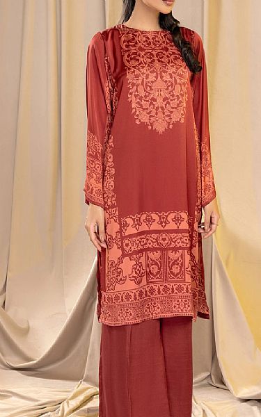 Limelight Auburn Red Silk Kurti | Pakistani Winter Dresses- Image 1