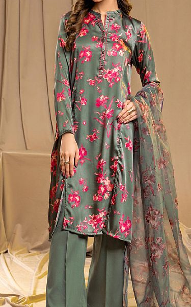 Limelight Dark Grey Silk Suit (2 Pcs) | Pakistani Winter Dresses in USA- Image 1