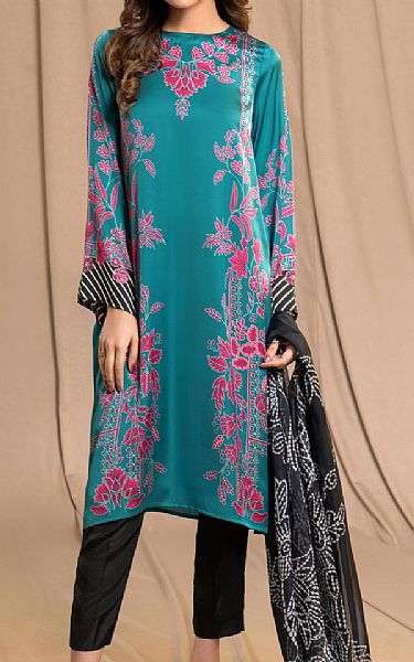 Limelight Teal Silk Suit (2 Pcs) | Pakistani Winter Dresses in USA- Image 1