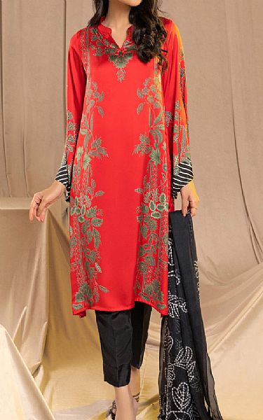 Limelight Red Silk Suit (2 Pcs) | Pakistani Winter Dresses- Image 1