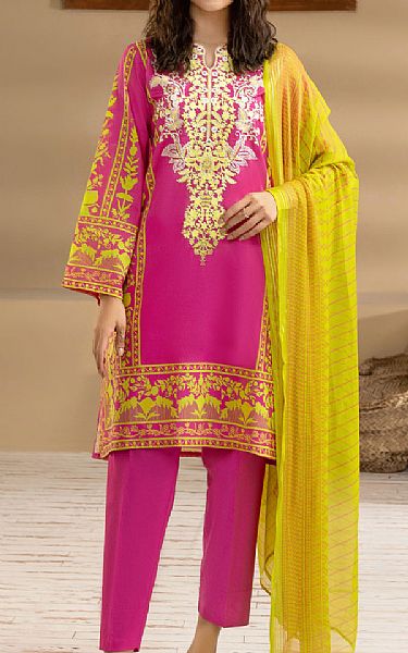 Limelight Hot Pink Cambric Suit | Pakistani Winter Dresses- Image 1