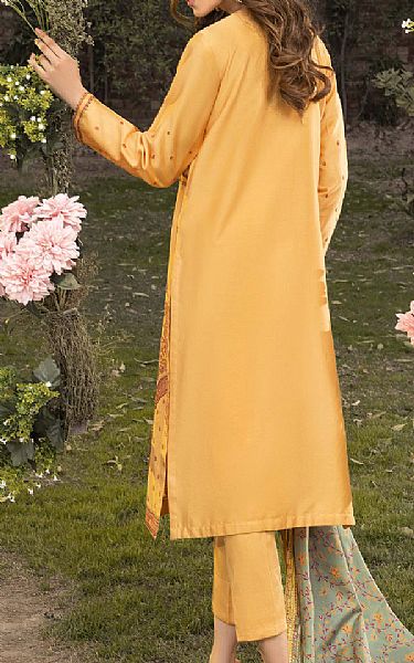 Limelight Mustard Satin Suit | Pakistani Lawn Suits- Image 2