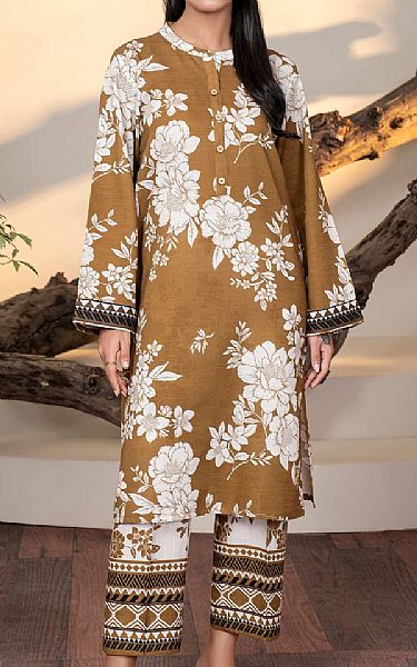 Limelight Clay Brown/Off White Khaddar Suit (2 Pcs) | Pakistani Winter Dresses in USA- Image 1