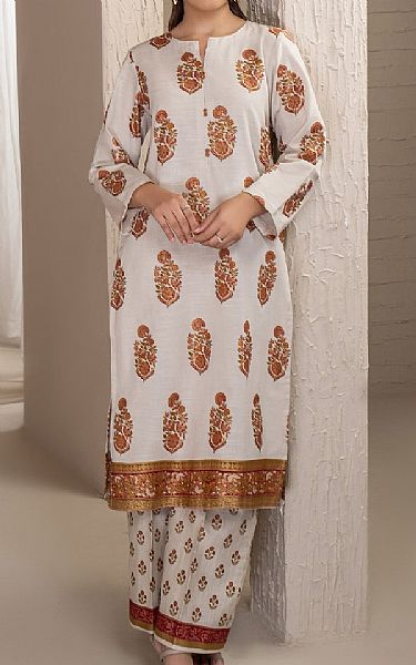 Limelight Off White Slub Khaddar Suit (2 Pcs) | Pakistani Winter Dresses in USA- Image 1