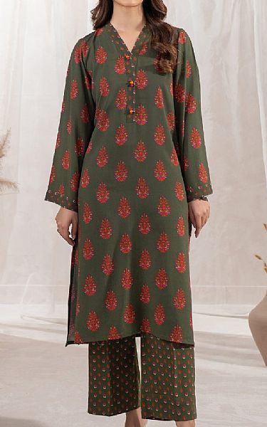 Limelight Lunar Green Linen Suit (2 Pcs) | Pakistani Winter Dresses in USA- Image 1