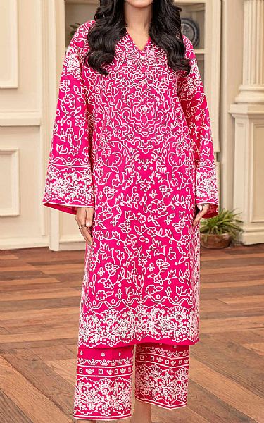 Limelight Pink/Off White Khaddar Suit (2 Pcs) | Pakistani Winter Dresses in USA- Image 1