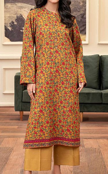 Limelight Cadmium Orange Khaddar Kurti | Pakistani Winter Dresses in USA- Image 1
