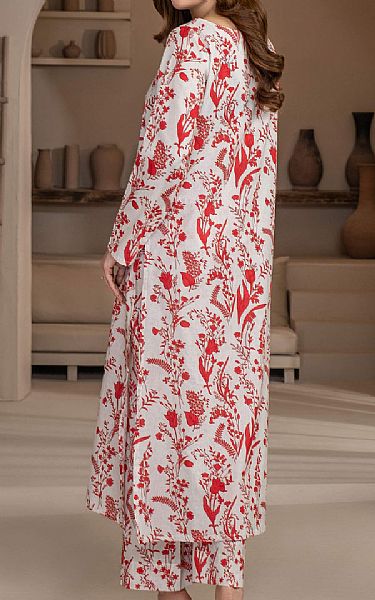 Limelight Off White/Persian Red Khaddar Kurti | Pakistani Winter Dresses in USA- Image 2