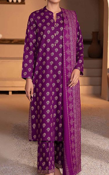 Limelight Plum Khaddar Suit | Pakistani Winter Dresses in USA- Image 1