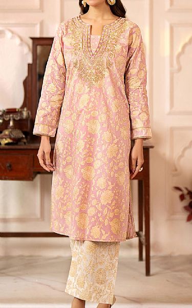 Limelight Sea Pink/Sand Gold Lawn Suit (2 Pcs) | Pakistani Lawn Suits- Image 1