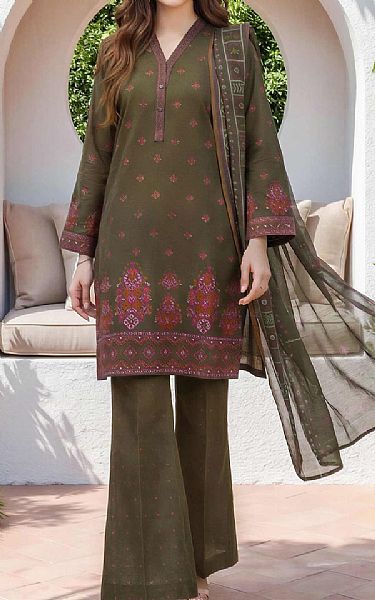 Limelight Rifle Green Lawn Suit | Pakistani Lawn Dress in USA- Image 1