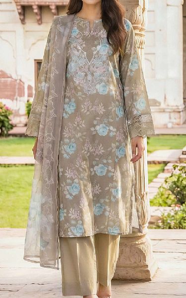 Limelight Pastel Brown Lawn Suit | Pakistani Lawn Dress in USA- Image 1