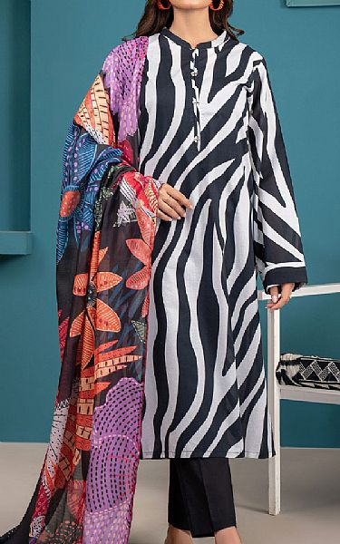 Limelight Off White/Black Lawn Suit (2 Pcs) | Pakistani Lawn Dress in USA- Image 1