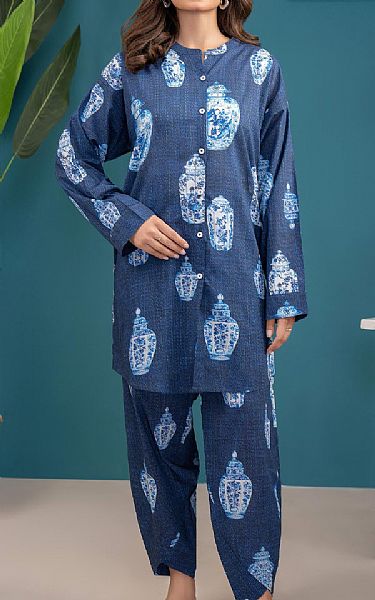 Limelight Dusky Blue Lawn Kurti | Pakistani Lawn Dress in USA- Image 1