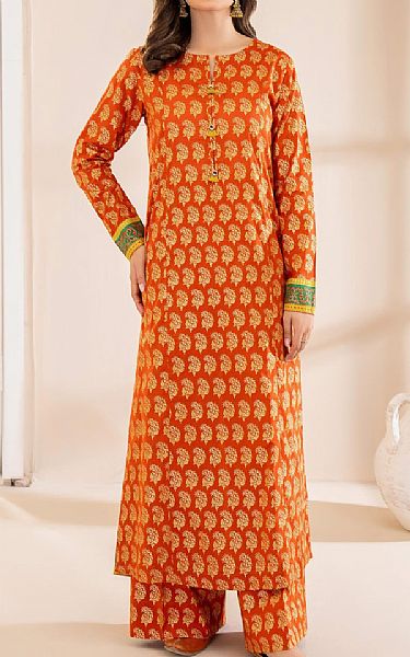 Limelight Bright Orange Lawn Kurti | Pakistani Lawn Dress in USA- Image 1