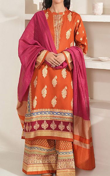 Limelight Shocking Orange Lawn Suit | Pakistani Lawn Dress in USA- Image 1