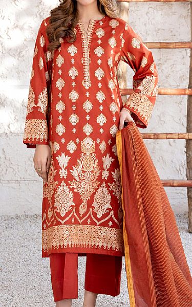 Limelight Shocking Orange Lawn Suit | Pakistani Lawn Dress in USA- Image 1