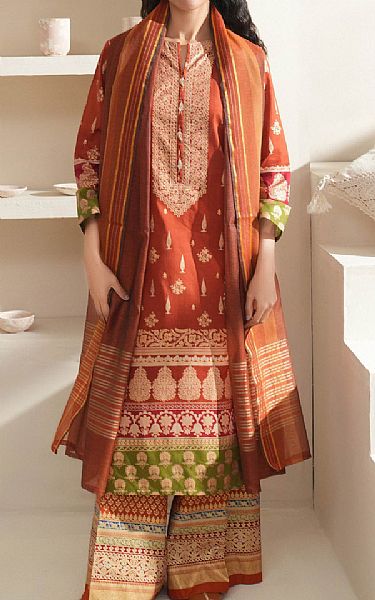 Limelight Shocking Orange Lawn Suit (2 Pcs) | Pakistani Lawn Dress in USA- Image 1