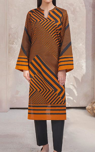 Limelight Orange/Black Lawn Kurti | Pakistani Lawn Dress in USA- Image 1