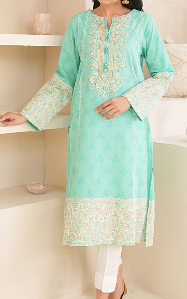 Limelight Turquoise Lawn Kurti | Pakistani Lawn Dress in USA- Image 1