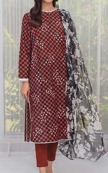 Limelight Coral/Black Lawn Suit | Pakistani Lawn Dress in USA- Image 1