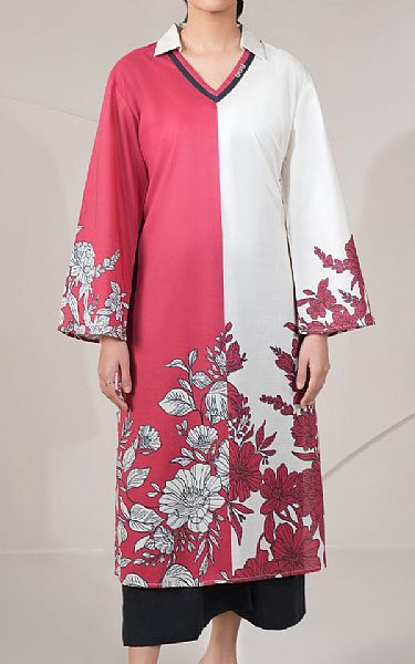 Limelight Brink Pink/Off White Lawn Kurti | Pakistani Lawn Dress in USA- Image 1