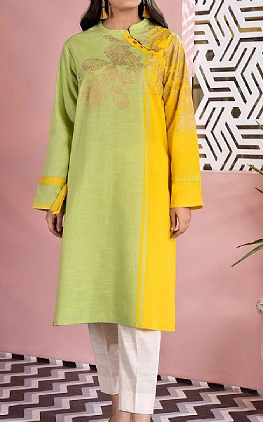 Limelight Lime Green Khaddar Kurti | Pakistani Dresses in USA- Image 1