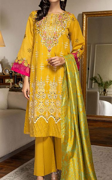 Limelight Mustard Pink Net Suit | Pakistani Embroidered Chiffon Dresses- Image 1