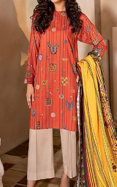 Limelight Coral Khaddar Suit (2 Pcs) | Pakistani Dresses in USA- Image 1