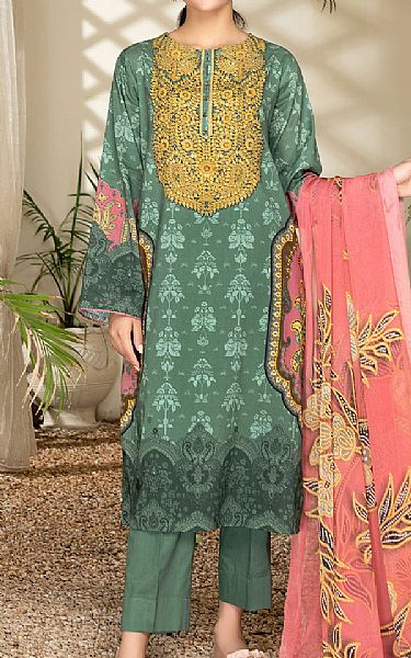 Limelight Viridian Green Cambric Suit (2 Pcs) | Pakistani Dresses in USA- Image 1