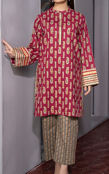 Limelight Magenta Khaddar Suit (2 Pcs) | Pakistani Dresses in USA- Image 1