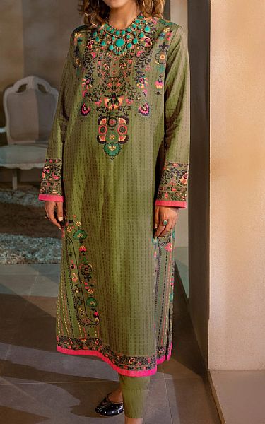Limelight Green Khaddar Kurti | Pakistani Winter Dresses-Image 1