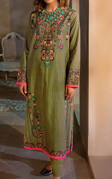 Limelight Green Khaddar Kurti | Pakistani Winter Dresses- Image 1