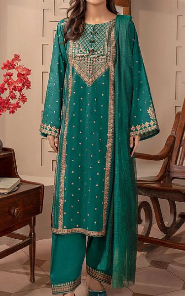 Limelight Teal Cambric Suit | Pakistani Dresses in USA- Image 1