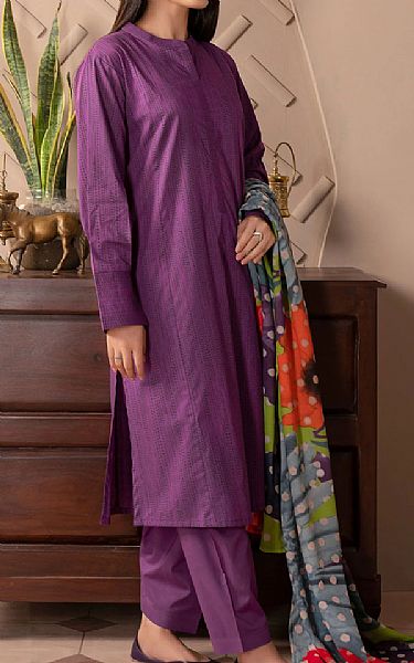 Limelight Plum Cambric Suit | Pakistani Winter Dresses- Image 1