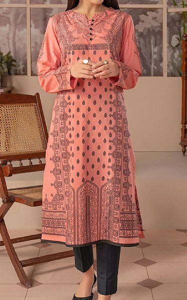 Limelight Salmon Pink Cambric Kurti | Pakistani Dresses in USA- Image 1