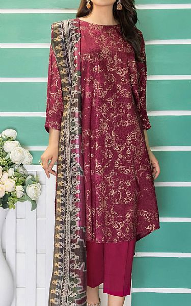 Limelight Crimson Cambric Suit | Pakistani Dresses in USA- Image 1