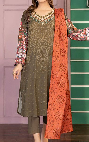 Limelight Peanut Brown Cambric Suit | Pakistani Winter Dresses- Image 1