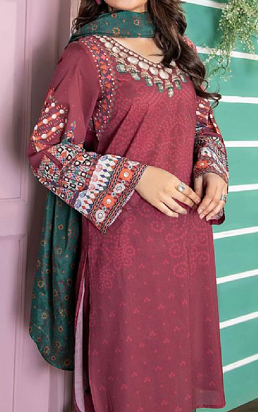 Limelight Raspberry Red Cambric Suit | Pakistani Dresses in USA- Image 1