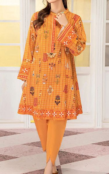 Limelight Flame Orange Cambric Suit (2 Pcs) | Pakistani Dresses in USA- Image 1