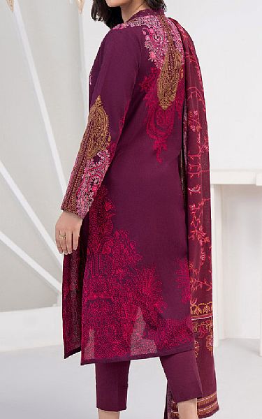 Limelight Dark Raspberry Khaddar Suit | Pakistani Winter Dresses in USA- Image 2
