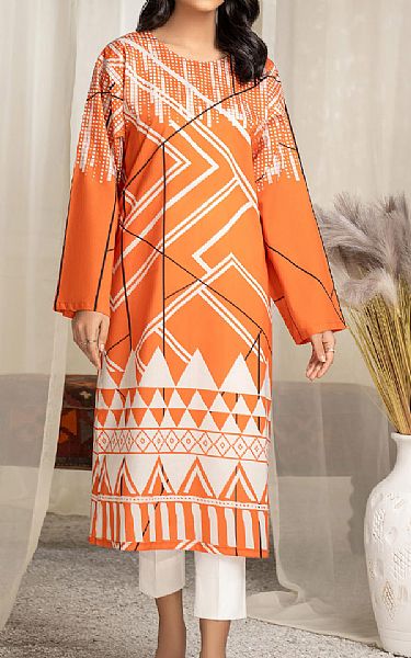 Limelight Orange Cambric Kurti | Pakistani Lawn Suits- Image 1