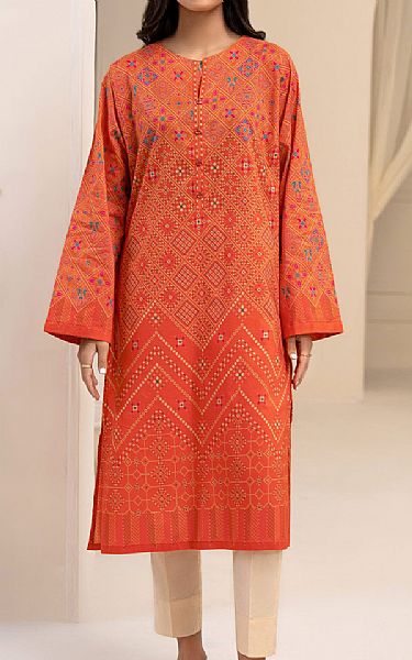 Limelight Shocking Orange Lawn Kurti | Pakistani Lawn Suits- Image 1