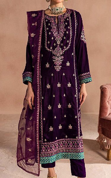 Limelight Purple Velvet Suit | Pakistani Winter Dresses in USA- Image 1