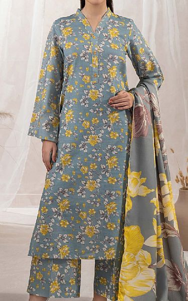 Limelight Light Blue Khaddar Suit | Pakistani Winter Dresses in USA- Image 1