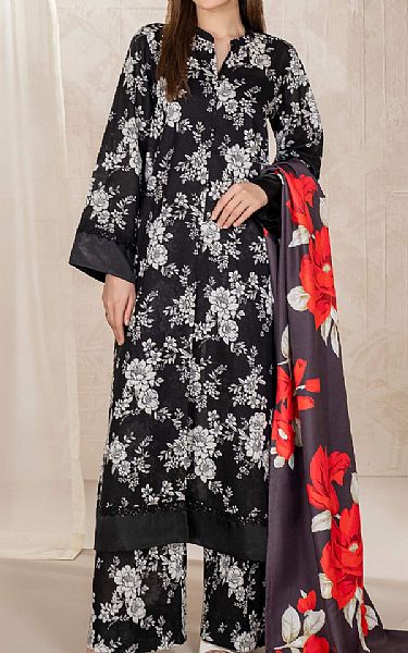 Limelight Black/Off White Khaddar Suit | Pakistani Winter Dresses in USA- Image 1