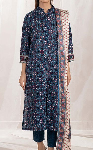 Limelight Slate Blue Khaddar Suit | Pakistani Winter Dresses in USA- Image 1