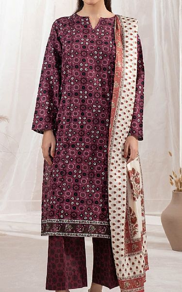 Limelight Old Mauve Khaddar Suit | Pakistani Winter Dresses in USA- Image 1