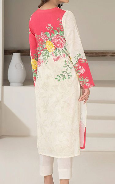 Limelight Off White/Brink Pink Khaddar Kurti | Pakistani Winter Dresses in USA- Image 2